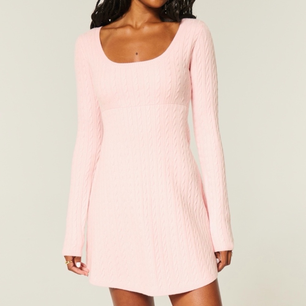 Hollister Pink Cable Knit Sweater Dress
